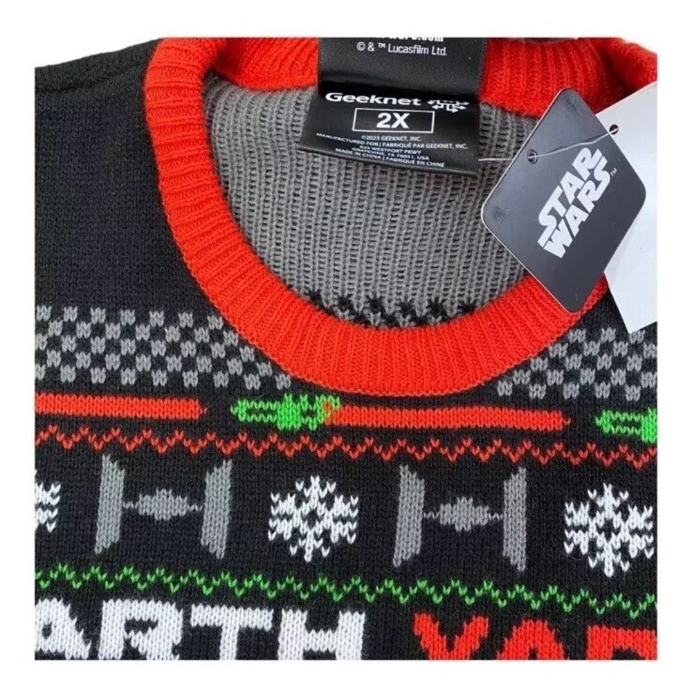 Star Wars Darth Vader Geeknet Ugly Christmas Sweater Men XXL Black Crew Neck NWT - Picture 4 of 7